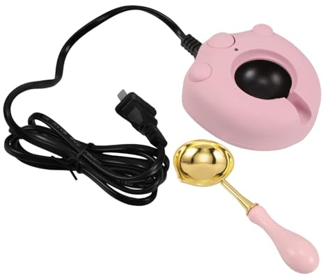 VILLFUL Scalda Ceralacca Elettrico Rosa in Plastico e Metallo con Controllo Preciso della Temperatura e Funzionamento Facile, per Progetti di Sigillatura e Creazione di Timbri