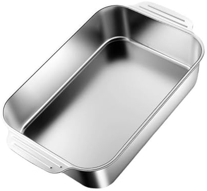 Bakplåtar i rostfritt stål med handtag, upphöjd botten rektangel grillad fiskplattor ugn bakpannor kakplåt för grill, rostning (51 cm)
