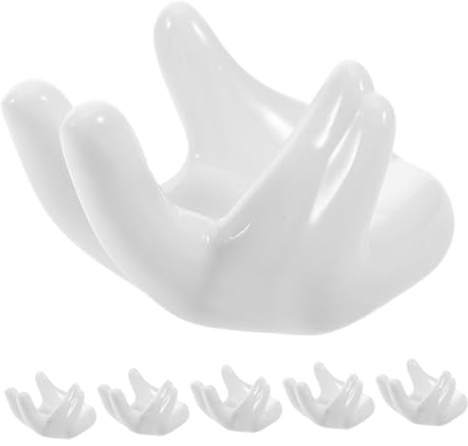 HAMPPLIES 6 Piezas Hueveras de Porcelana de de Huevos Forma de Mano para Decoración de Pascua y Huevos Cocidos Accesorios de Cocina Cerámicos