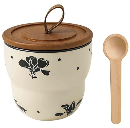 Zuccheriera con coperchio e cucchiaio, 300 ml, porta zucchero per bar, zuccheriera in ceramica