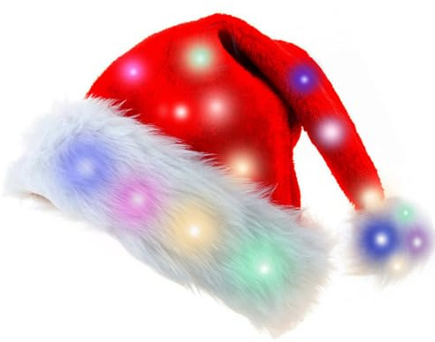 HIULLEN Weihnachtsmütze, Farbe LED Lichter Weihnachtsmütze für Kinder, Rote Santa Mütze mit leuchtendem, Nikolausmütze Damen Herren für Neujahr Festliche Weihnachtsfeier