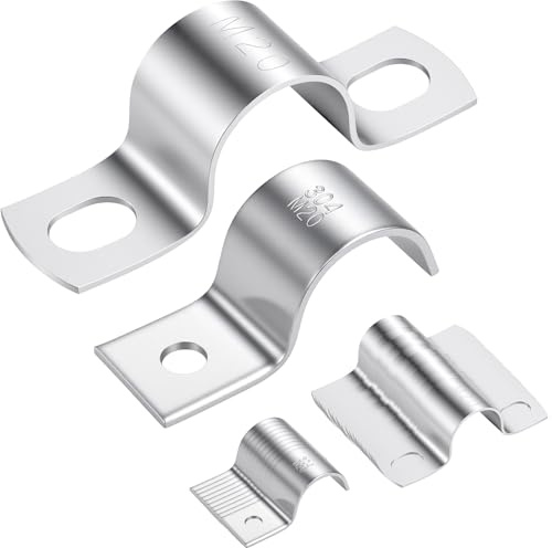 Noosverl Fascette stringitubo a U, diametro di 20 mm, 20 pezzi a due fori + 10 fascette per tubi unilaterali, in acciaio inox V2A, fascette di fissaggio da avvitare, supporto per tubi per cavi, tubi