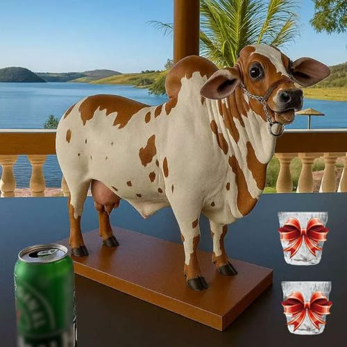 GDAONUDK Dispensador de Licor Nelore Bull, Un Encanto BrasileñO Artesanal Para Tu Bar En Casa, con 2 Vasos, Portabotellas 2025, Aireador de Vino Y Boquilla Vertedora(Style 3)