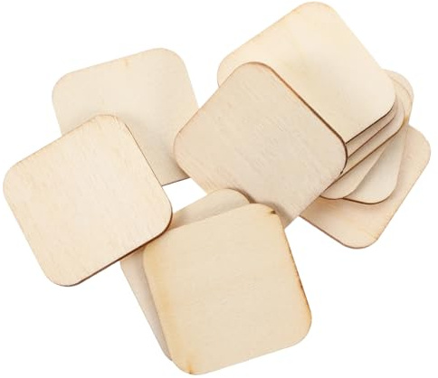 DOITOOL 100 pezzi Rondelle di Legno Quadrate per Decorazioni Fai da Te Etichette Bomboniere e Ciondoli Personalizzabili per Feste e Regali