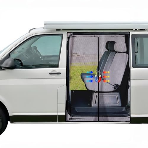 XCBYT Myggnät, bil, bakdörr, kompatibel med VW T5 T6, dragkedja, insektsnät till bil, insektsnät, solskydd, magnetiskt skuggnät, camping, myggnät, resa (magnetisk)