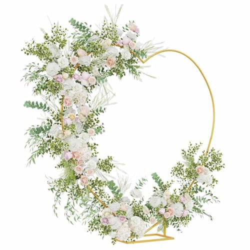 vidaXL Arche de Mariage Doré 195 x 35 x 211 cm Acier, Jardin et Terrasse, Arche en Forme de Cœur, Structure Moderne pour l'Extérieur, Accent en Acier, Design Contemporain, Allée Romantique