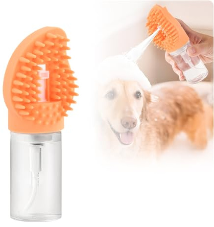 Hundebürste mit Seifenspender, Silikon Shampoo Badebürste für Hunde und Katzen, Weiche Massagebürste für Fellpflege & Reinigung, Befüllbare Duschbürste