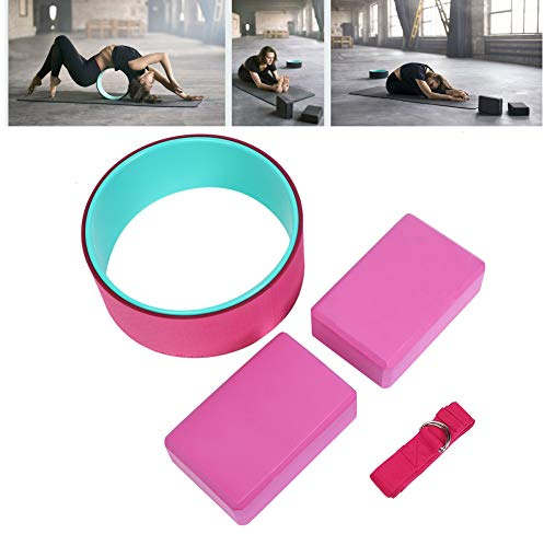 MasYosh Conjunto de Ejercicios para Yoga, Cinturón de Estiramiento con Bloque de Ruedas de Yoga de Material EVA de Primera Calidad, con Presión de Alta Resistencia y Resistencia Al