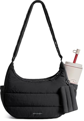 bagsmart Puffer Umhängetasche Damen Crossbody Bag Moon Bag Mehrfächrig