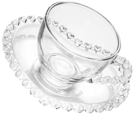 ULTECHNOVO Tasse à Café en Verre Transparente Soucoupe Antidérapante, Petite Taille, Poignée Ergonomique, Thé de L'après-midi Petit-déjeuner, Service Bureau et Café