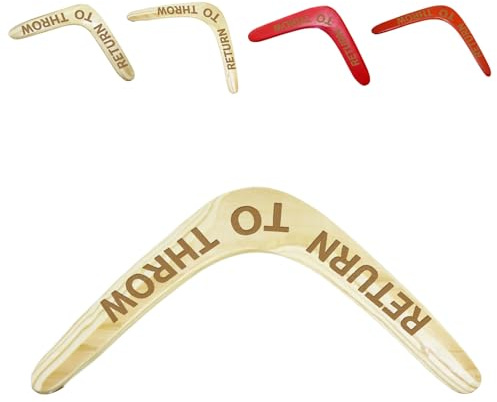 Generisch Personalisierter Bumerang, lustiger, einfach zu werfender Bumerang mit individuellem Text, Outdoor-Bumerang-Geburtstagsgeschenke aus Holz für Erwachsene (Beige)