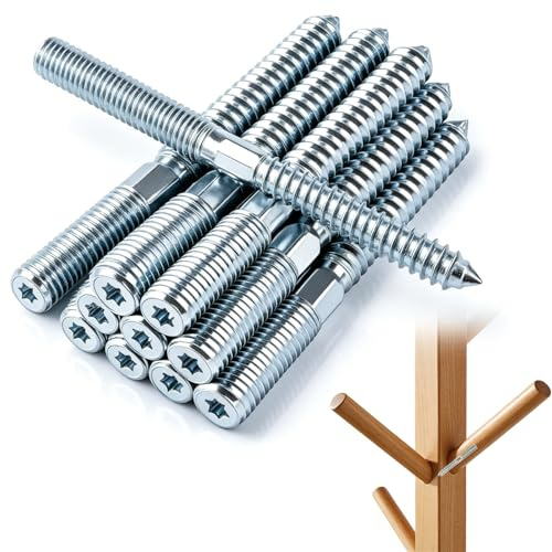 40 Stück Stockschrauben M8, M8 x 100mm Doppelgewindeschrauben Torx | Langlebig, Stockschraube, Einfach zu bedienen Doppelseitige Dübelschrauben für Möbelmontage