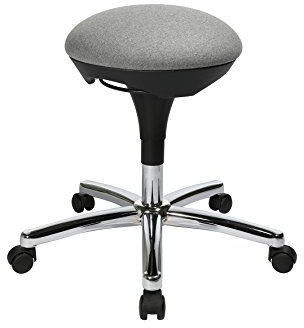 TOPSTAR Hocker Hoc 20 - Bezug grau in Filzoptik - Rollhocker, Drehhocker mit Hartbodenrollen