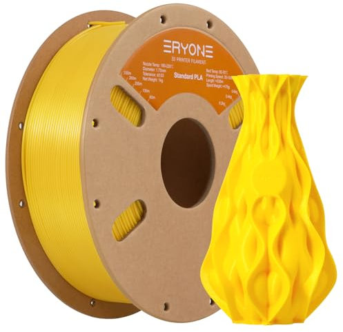 ERYONE PLA Filament 1.75 mm, 3D Drucker Filament PLA, Maßgenauigkeit +/- 0,03 mm 1 kg/Spule, Gelb