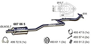 ERNST Mittelschalldämpfer 687065 | Kompatibel mit: TOYOTA YARIS