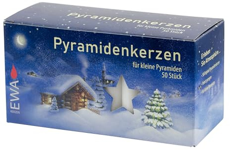 JEKA - Ebersbacher Kerzen 50er Pyramidenkerzen weiß 14 x 14 x 74 cm - Kerze - Unparfümiert - Weihnachtliche Dekoration