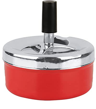 MAGT Posacenere Girevole, Posacenere Rotante in Metallo Portabile Posacenere Antivento per Interno Ed Esterno (L-Rosso)