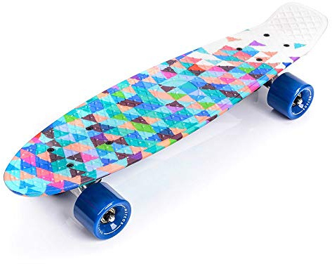 Skateboard Plastic Cruiser Ridge Mini Skate 22/56cm Planche a roulettes Vintage Complet (Geometric)