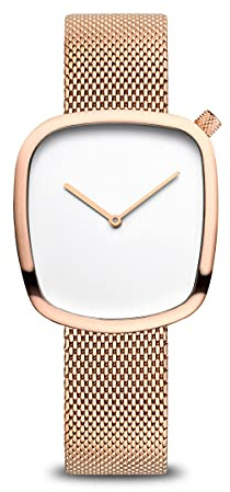 Bering Damen Quarz Uhr | Armbanduhr 34 mm Edelstahlgehäuse und Zifferblatt | Milanaisearmband | Saphierglas | 3 ATM | 18034