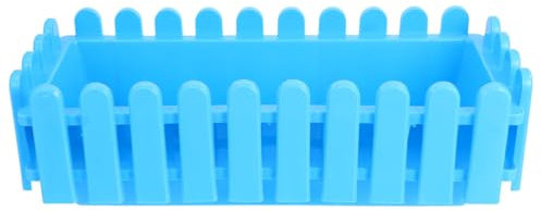 Rechteckige Kunststoffzaun Blumentöpfe Sukkulenten Pflanzer Dekorative Gartentopf Blumentöpfe für Gartenfenster Balkon Zaun Dekorationen Blau