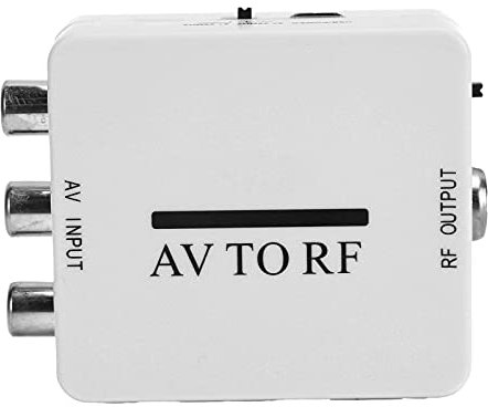 Convertidor/AV/CVSB a RF 67.25MHz, 61.25MHz Mini convertidor de Audio y Video DVI TV, VHS, VCR, Grabador de DVD Adaptador de Video con Cable USB (Blanco)