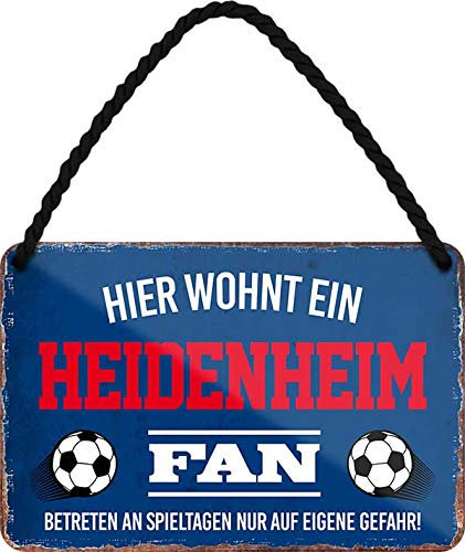 Blechschild ''Heidenheim Fan'' 18x12cm Geschenk Lustige Sprüche Feier Vintage Retro Geburtstag Deko Party Überraschung Fan Fußball Mannschaft Verein Bolzen