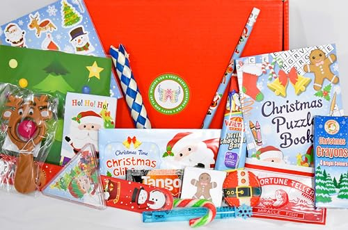 Classic Retro Christmas Sweets and Treats Mini Letter Box Treat Gift Box - Filled with Classic Christmas Festive Themed Pocket Money Toys and Chocolate (alternative Selection Box)