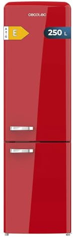 Cecotec Frigorífico Combi No Frost Retro Bolero CoolMarket Combi Origin 250 NF Red E. Frigorífico retro rojo, 250L, Total No Frost y modo Fast Cooling