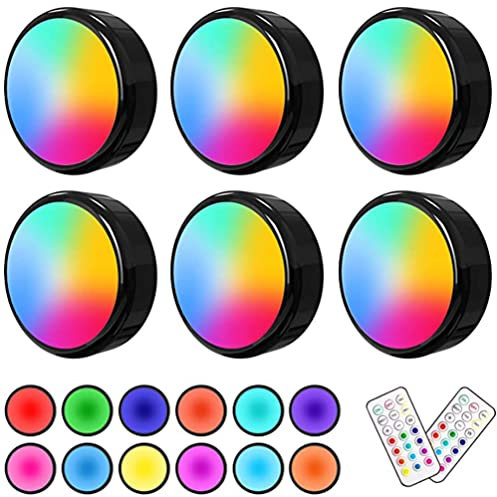 ibasenice 6st Farbwechselnde Schrankleuchten Batterie-led-leuchten Ferngesteuerte Puck-lichter Batteriebetriebene Lichter Led-puck-licht Pucklichter Fernbedienung Regalleuchten Plastik