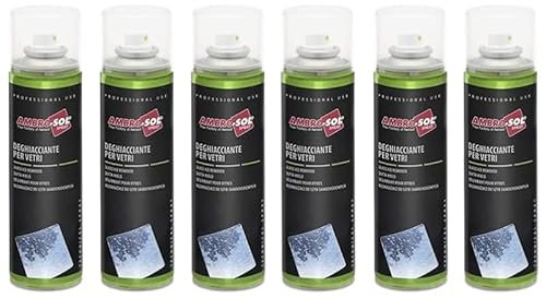VIRSUS 6 Bombolette Deghiacciante Spray per vetri, capacità 250ml, sbrina vetri Auto elimina Ghiaccio dal Parabrezza Inverno