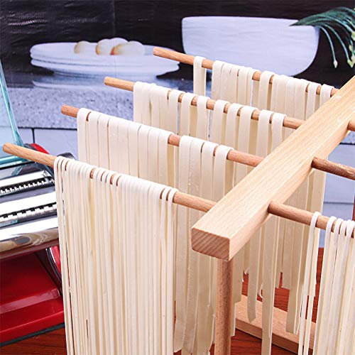 Wooden Pasta Drying Rack Beechwood Noodle Spaghetti Holder Drying Rack with Transfer Wand Easy to Transfer for Drying Pasta and Cooking