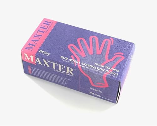 Caja de 200 guantes NITRILE azul sin polvo, 1 caja de 200 guantes