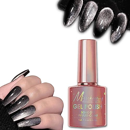 Black Cat Eye Gel Nail Polish 9D Holographic Glitter With Free Magnet UV LED Soak Off Home DIY Manicure Salon Varnish 7.5ml