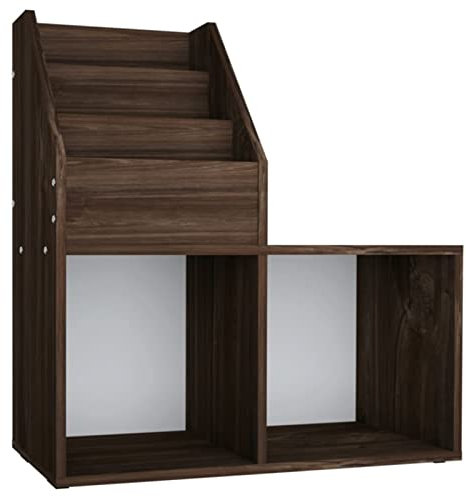 Homgoday Zeitungsständer für Kinder, Eiche Rauch, 71 x 30 x 78,5 cm, Spanplatte, platzsparend, Outdoor-Möbel für Balkon, Wohnzimmer, Büro, Schlafzimmer, Badezimmer