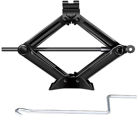 Wagenheber 2T Scherenwagenheber 115mm bis 390mm, mit Kurbel einfach zu bedienen, 360 Grad drehbare Ablage, kompakter Scherenwagenheber platzsparend für Auto, Van (2 Tonnen)