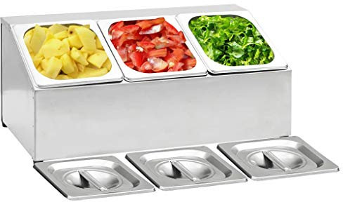 Homgoday Gastronorm Support de conteneur 3 GN 1/6 en acier inoxydable