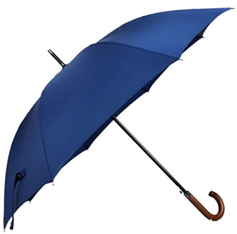 DEEDAV Golfschirme Klassischer Regenschirm, Wetterfester Regenschirm, Gebogener Holzgriff, Gartenschirm, Beschattung Für Männer Und Frauen Familien Regenschirm (Color : Blue, Size : 110 * 94cm)