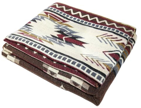 Alpaca Wool Throw Blanket, Native Design Wool Blanket, Throw Aztec Pattern Alpaca Wool Throw Blanket (Brown, Throw 78x48)