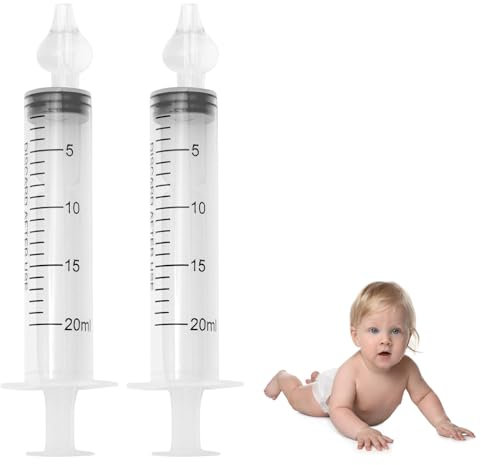 2 Pz 20ml Irrigatore Nasale per Bambini e Adulti, Irrigatore Nasale Siringa con Punta, Aspirazione Nasale in Silicone Riutilizzabile, Portatile Siringa per Lavaggi Nasali, Risciacquo per Naso