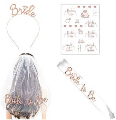 LIANRISES Schleier Braut Bride To Be Schärpe Bride Haarreif Jga Tattoos Frauen Schleier Jga Jga Schärpe Alleinerziehende Party Fotoausrüstung