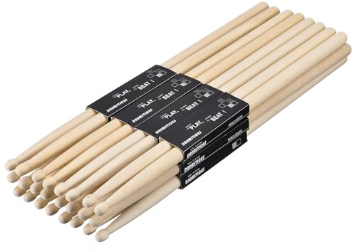 sourcing map Drumsticks aus Ahornholz, rutschfeste Griffe, 7 A, klassische Schlagzeugstöcke, Holzspitze zum Drummen, Musikinstrument, Percussion, 13,5 mm x 39 cm, 12 Paar