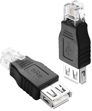 QIANRENON RJ11 maschio a USB femmina telefoni, connettore RJ11 6P2C maschio a USB A, cavo telefonico adattatore 2 pin RJ11/USB telefono interfaccia convertitore di prova per telefoni fax, 2 pezzi