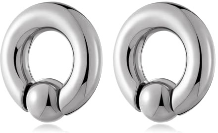 Longbeauty 1 Paar Ohr Gewichte Ohrhänger Flesh Tunnel Plug Creolen Albert Hoop Hufeisen Klemmkugelring Kugel Barbell für Gestreckte Ohrpiercing Expander Stretcher 6mm 8mm