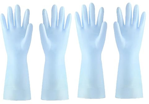 LUNCHS 2 Paar Putzhandschuhe Das Curled Gerollte Manschetten Gummihandschuhe Geeignet für Hotelreinigungspersonal Haushaltshandschuhe(Blau,M)