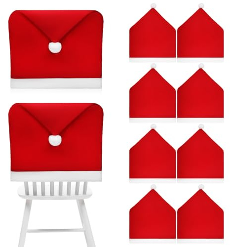 TOPBATHY Weihnachtliche Stuhlhussen Set 10 StüCk Rot Mittelgroß Stretch StuhlüBerzüGe FüR Esszimmer Party Dekoration