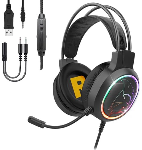 EMPIRE GAMING – Icarus S17 Casque Gamer RGB - pour PS5, PS4, Xbox One/Series, PC, Mac, Smartphones, Tablettes - Télécommande - Son Stéréo Haute Définition - Microphone Flexible - Noir