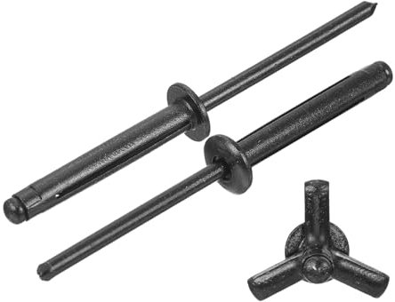 sourcing map 60 Stück 5/32 x 1 Zoll Aluminium Rundkopf Tri Grip Nieten Sortiment Birnen-Stil Nieten für Heimwerker, Blech, Autoreparaturen, Möbel, Marine Boot (schwarz)