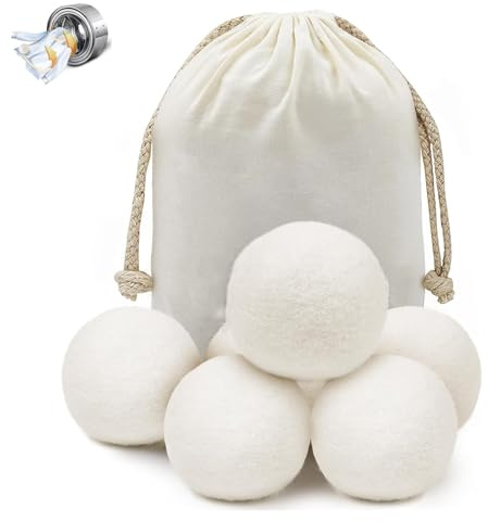 OFFAXE 6er Set Trocknerbälle aus Wolle Ø 6cm – Wiederverwendbare Wolltrocknerbälle zur Reduzierung von Falten & statischer Aufladung, ideal zum Wäsche weich Machen im Trockner