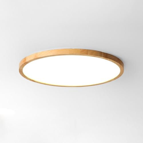 YFMYY LED-Unterputz-Deckenleuchte aus Holz, dimmbare 3000K-6000K-Beleuchtungskörper mit Fernbedienung, Moderne, minimalistische Deckenleuchte aus Holz für Schlafzimmer, Wohnzimmer, Flur, Waschküche
