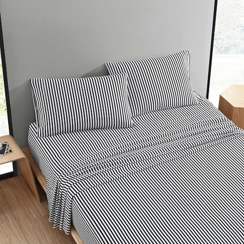 Marimekko Queen-Bettwäsche-Set, hochwertiges Baumwoll-Perkal-Bettwäsche-Set mit passenden Kissenbezügen, leicht und atmungsaktiv (AJO Schwarz, Queen-Size-Bett)